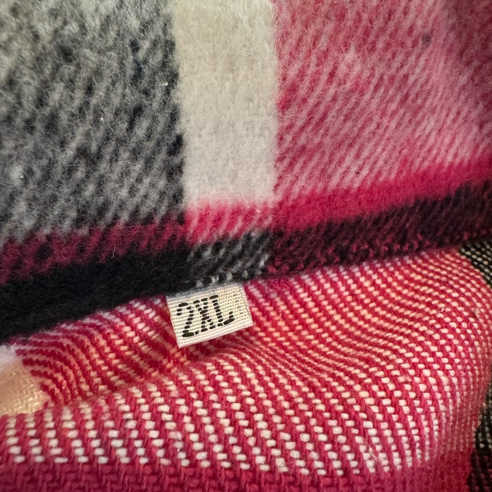 Oversized Plaid Flannel Shacket Hot Pink & Black Checkered Button-Down 2XL - Picture 10 of 11
